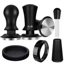 1 juego de 51/53/58mm Espresso Coffee Tamper Kit, 4/8 piezas, incluye Espresso Tamper, Anillo de dosificación magnético de metal, Estera para tamizar y Distribuidor de Pin, Base espiral de acero inoxidable con presión ajustable, adecuado para entusiastas del café en negocios y en el hogar, manualidades, fiestas, oficina y vuelta al cole