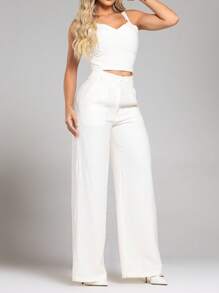 Conjunto feminino marrente de 2 peças:Ragata Sem Mangas e calca Sólida P M G