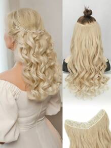 Extensions de cheveux Extensions à clipper en forme de V Extensions de cheveux ondulés Extensions synthétiques en 1 pièce seul morceau avec 5 clips de sécurité Extensions de cheveux à clipser pour usage quotidien des femmes