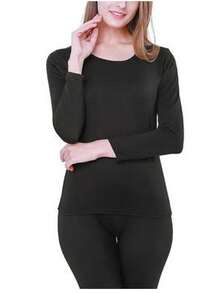 Women's Winter Set Kit Thermal Top Second Skin + Footless Tights - Black - View 3