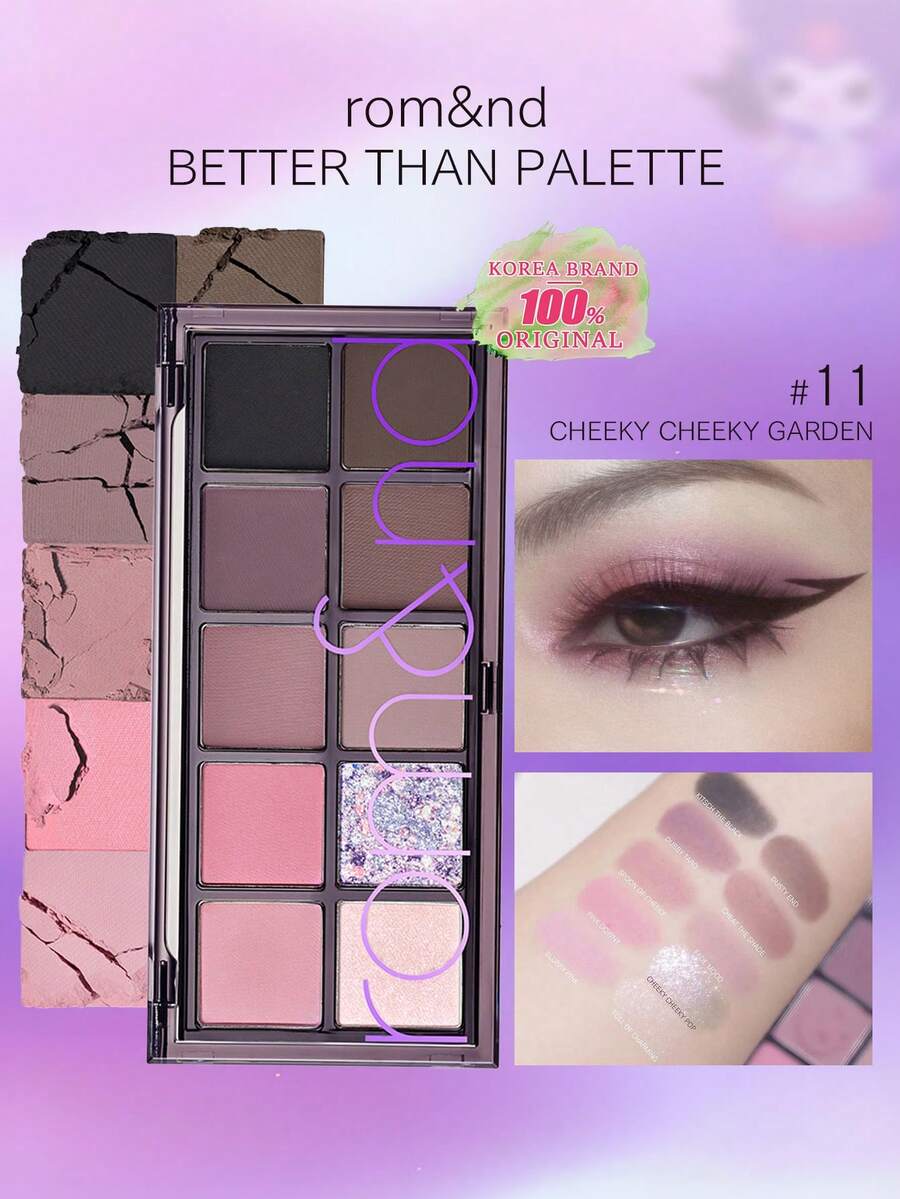 Rom&nd Romand Better Than Palette 11 CHEEKY CHEEKY Eyeshadow Palette, Natural Daily Tones, Easy To Blend, Vivid Colors, Velvet Texture, Matte And Shimmer Finishes, High Pigmentation, Long-Lasting, Korean Cosmetics, K-Beauty, 8.5g/0.3oz - 11 CHEEKY CHEEKY GARDEN - 查看 1