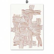 1 幅可选画框斯堪的纳维亚抽象墙面艺术条纹线条曲线女孩几何高清帆布海报印刷品家居卧室客厅装饰 - 彩色 - 查看 29