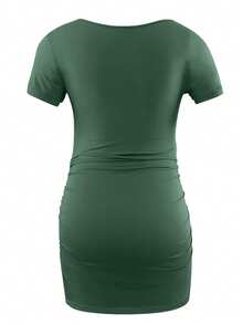 3 Packs Side Ruched Maternity Tops For Women Pregnancy Shirts - Green - View 11