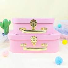 2Pcs Suitcase Gift Box Pink Storage Box Cosmetics Stationery And Jewelry Storage Birthday Gift Wrap Wedding Graduation Gift Wrapping Boxes School Supplies, Back To School
