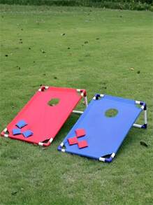 1 Set Portable Red & Blue Cornhole Game Set, Foldable , Tossing Beanbag Game For Beach, Outdoor Gatherings, Camping, Suitable For Christmas, Easter, Thanksgiving And Graduation - Includes 6 Beanbags