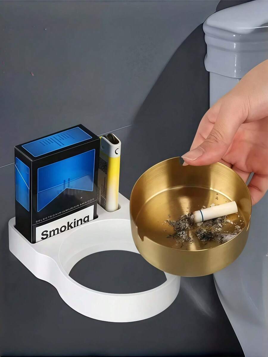 1件装吸烟壁挂式烟灰缸，适用于家庭客厅、卫生间、壁挂式马桶，创意无孔防飞灰烟灰缸，可拆卸，易清洁 - 彩色 - 查看 1
