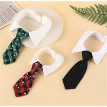 1pc Pet Shirt Collar Necktie With Vibrant Christmas Colors, Classic Black-Red Plaid And Black-Green Plaid, Softly Made And Comfortable For Active Puppies Or Elegant Slouchy Kittens - Multicolor - View 3
