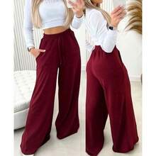 Women's Cold Weather Wide Leg Pants, Winter Fashion 2025 - Màu Đỏ Sâu - Xem 1