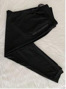 Quick-Drying Pants/Zipper Pocket/Elastic Waist/Sporty/Casual - Hitam/Hijau - View 1