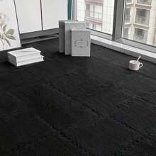 12pcs/Set Solid Color Bedroom Ins Style Whole Installation Decorative Anti-Slip Splice Mat, Flocked Fabric Floor Carpet Splice Mat Bedside Rug Gifts Birthday Graduation