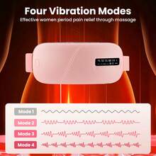 Menstrual Relief Portable Rechargeable Heating Pad, Hot Vibrating Massage Belt, Relieve Menstrual Cramps, Abdominal Warming Belt, Women's Menstrual Heating Belt, 5-Speed Hot, 4-Speed Vibrating, 2-Speed Timing Mode, USB Charging, Large Capacity Battery, With Type-C Charging Cable(1800mAh) - Pink - View 7