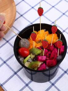 100支/50支/20支装红色草莓水果竹签，4.7英寸草莓主题生日派对长竹签，适用于家庭、婚礼、情人节、生日派对、父亲节食品、水果装饰 - 紅色 - 查看 6