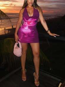 Women's Fashionable Backless Mini Dress, Comfortable And Flattering Design For Spring/Summer