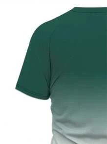 Set de 2 piezas de atuendo casual de verano para hombre, camiseta de manga corta con estampado degradado + shorts deportivos con cordón, ropa deportiva de entrenamiento al aire libre con cuello redondo