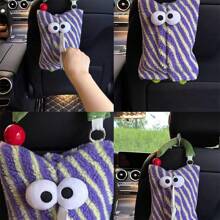 1pc Cute Monster Car Tissue Paper Holder/Car Seat Tissue Hanging Bag/Creative Cartoon Car Decor/Plush Tissue Box Cover For Bedroom