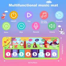Alfombra de piano musical multifuncional para niños, estera de baile de teclado para bebés y niños pequeños con 8 sonidos de animales, juguete de educación temprana, regalo de Navidad y cumpleaños para niños