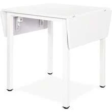 Dining Table And Set Of 2/4 Chairs, Drop Leaf Kitchen Table With PU Leather High Back Chair - White Table + 4 White Chairs - View 7