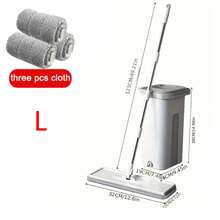 拖把桶套装，平板拖把桶系统，超细纤维拖把，加长手柄，适用于硬木地板清洁，柔韧白色拖把