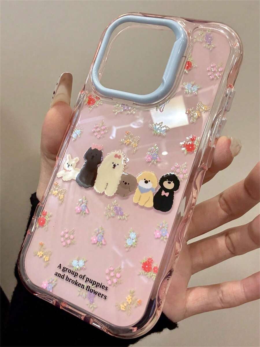 可爱卡通兔子花朵波浪边框软壳手机壳，兼容 17 Pro Max、17 Pro、17、16、15、14、13、12 Pro Max、11