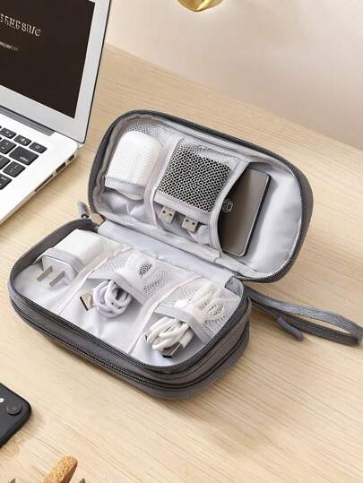 1pc Creative New Fashion Cute Minimalist Large Capacity Digital Storage Bag, Thickened Waterproof Shock-Resistant Electronic Accessories Organizer Bag, Multi-Functional Pouch, Makeup Bag, Coin Purse, Compact And Portable, Can Store Phone, Power Bank, Charger, External Hard Drive, USB, Cables, Earphones, And More, Suitable For Travel, Business Trip, Office, Meeting Room, Study Room, Library, Hiking, Vacation, Outdoor, Student Dorm Essential