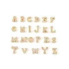 1 件简约时尚密镶锆石字母心形吊坠金色不锈钢链式项链女士 - 金黃色 - 查看 4