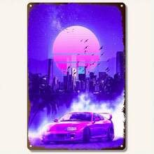 1PC Neon Street Racing Poster, Retro 80s Art, Vintage Car Artwork, Perfect For Garage, Bedroom, Man Cave, Neon Decor, Racing Fan Poster, Futuristic City Art, Street Culture Wall Art - Multicolor - View 5