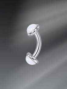 CIZME 1 件装肚脐穿孔首饰肚脐环肚脐杠铃钉，Y2K 不锈钢 14G 6/8/10/12 毫米肚脐穿孔肚脐穿孔首饰肚脐环，白色蛋白石肚脐环女士，银金肚脐杠铃钉身体穿孔 - Belly Button Rings - 查看 15