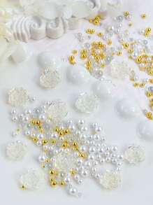 1 boîte Fournitures artisanales mélangées de perles en résine rose aurore boréale 3D pour la réalisation de bijoux, cartes, cadres photo et autres décoration artisanale.
