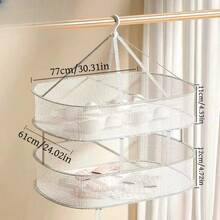 1件家用晾衣篮双折叠网状晾衣篮衣服晾晒篮晾衣网毛衣内衣网晾衣架袜子晾晒篮晾衣网平板晾衣架多功能网状干衣机适用于各种衣服晾衣架 - 彩色 - 查看 5