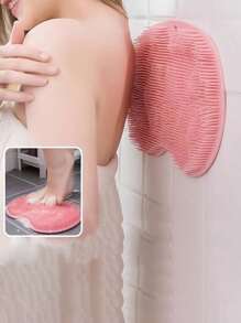 1pc/2pcs Silicone TPR Bath Massage Mat, Foot Massage Brush, Wall-Mounted Bathroom Back Scrubber With Suction Cup