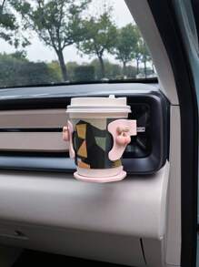 Cute Cartoon In-Car Cup Holder, Car Air Vent Beverage Cup Stand Attachment, Cigarette Ashtray Portable Bracket Anti-Slip Anti-Shake, Multifunctional Air Vent Fixator & Tray Organizer
