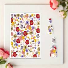 1pc Ultra-Light Water Transfer Paper With Colorful Flower Patterns – Perfect For DIY Ceramic Earrings, Jewelry & Polymer Clay Crafts, Blue & White Checkered Design, Craft Transfer Paper | Tropical Design | Intricate Designs - Multicolor - View 21