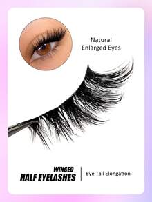 Asiteo 7 Pairs Cat Eye Half-Strip False Eyelashes, Natural & Delicate, Soft Ends, Lengthening & Fluffy, Faux Mink Lashes - Cat Eye Lashes - View 2