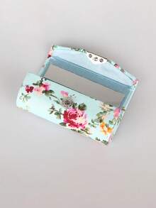 Estuche de lápiz labial con espejo de patrón floral elegante vintage, set organizador de maquillaje, bolsa de cosméticos de viaje, bolsa de almacenamiento de bolso, caja de lápiz labial floral retro, almacenamiento de cosméticos - regalo perfecto para mujeres - diseño plegable y portátil para llevar lápiz labial y artículos pequeños, regalo ideal para novia, madre, abuela, recuerdo de fiesta - Multicolor - Ver 5