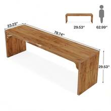 Tribesigns 78.7 Inches Long Computer Desk, Wooden Extra Long Desk, 2 Person Large Writing Table For Home Office - Brown - View 2