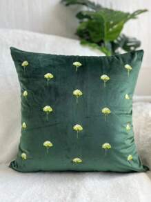 1pc Leopard Floral Embroidery Throw Pillow Cover, Suitable For Living Room, Bedroom, Party, Home Decor, All Season