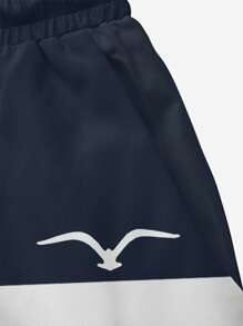 Pantalones cortos de playa de verano para hombres con cintura con cordón, bolsillos en diagonal, secado rápido de doble capa con forro de malla, estampado 3D colorido de gaviota, moda casual para playa
