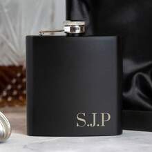 Personalised 6oz Black Initials Hip Flask Gifts Ideas Presents For Wedding Men, For Groomsmen Stag Best Man Groom Gifts Matte,Brunch-Ready - Multicolor - View 6