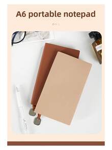 1 Sổ tay A6 có mặt kim loại, sổ nhật ký bằng da PU, 100 trang, sổ tay bỏ túi, 6,97in X 3,94in, bìa cứng - A6 - Xem 4