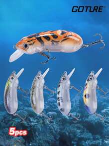 GOTURE Goture 5 peças Isca Dura com Estilo de Cigarra e Língua Curta, Isco de Pesca com Anzóis Tríplices, Bloco de Chumbo Embutido para Estabilidade Aprimorada para Lançamentos de Longa Distância