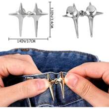 8 sets de boutons d'ajustement de la taille du pantalon en forme d'étoile, ensembles de boucles de ceinture réglables sans couture et sans outil, boucles de ceinture décoratives amovibles, boutons et épingles pour jeans, pantalons, jupes et manches larges