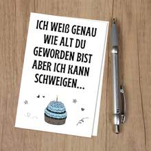 1pc German Birthday Greeting Card - "Ich Weib Genaue" Humorous Design, Premium Thick Paper, Ideal For Family & Friends, Personalized Wishes For A Memorable Celebration, Festive Stationery|Celebratory Greeting Card|Quality Paper Card, School Supplies,Back To School