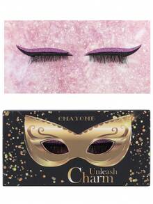 Zestaw 1 pary brokatowych samoprzylepnych eyelinerów i sztucznych rzęs – wodoodpornych, nie wymagających kleju, odpowiednich do makijażu imprezowego i scenicznego. Rzęsy na pasku, rzęsy, sztuczne rzęsy