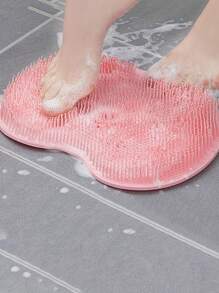 1pc/2pcs Silicone TPR Bath Massage Mat, Foot Massage Brush, Wall-Mounted Bathroom Back Scrubber With Suction Cup