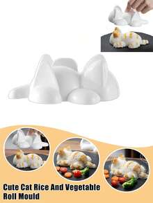 1 件饭团模具迷人猫形饭团制作器，喵呜模具，可爱动物米饭成型器，适用于寿司和海苔卷，可容纳 200 克米饭，家庭厨房和野餐 DIY，便当配件，装饰工具，有趣的午餐盒 - 彩色 - 查看 1