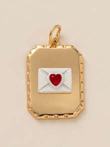 Cute Food Necklace Pendant, Food Rose Cherry Love Weather Cross Butterfly Cake Bread Pattern Rectangular Shape Pendant - Gold - View 7
