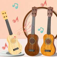 Brinquedo de guitarra mini ukulele infantil - instrumento musical portátil, brinquedo musical de aprendizagem precoce para crianças em idade pré-escolar de 3 a 5 anos, presente para iniciantes em ukulele para meninos e meninas a partir de 3 anos (cor aleatória)