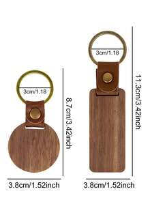 1-12 pièces Porte-clés en bois de noyer noir avec anneau, gravure laser personnalisable avec nom, logo et texte, accessoire de porte-clés en bois personnalisé pour cadeau - Noyer - Voir 4