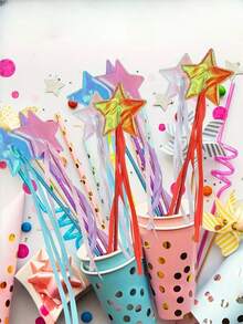 10pcs/Set Princess Magic Wand Set, Shiny Star Fairy Wands, Party Favor Gifts, Made Of PVC - Ideal For Easter, Birthday, Wedding, Anniversary Celebrations - Theme Party Props, Suitable For Cosplay And Celebration Activities