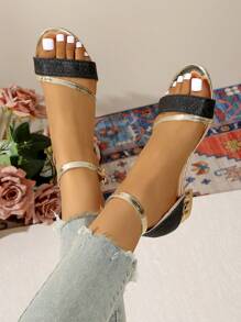 New Fashion Double Strap Open Toe Sandals, Ankle Buckle Design, Stylish Elegant Sandals